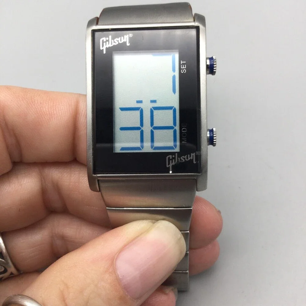Gibson Digital Unisex Watch 28mm Silver Tone Stainless New Battery 8.25